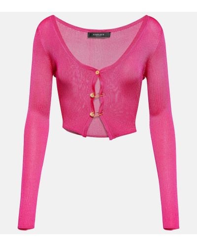Versace Safety Pin Cropped Cardigan - Pink
