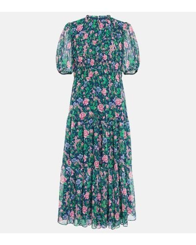 Diane von Furstenberg Blossom Floral Chiffon Midi Dress - Blue