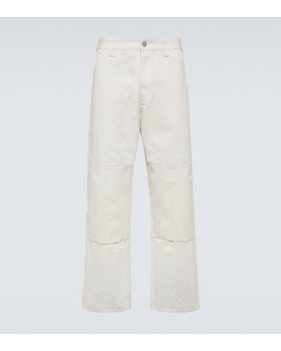 Stone Island Cotton Wide-leg Trousers - White