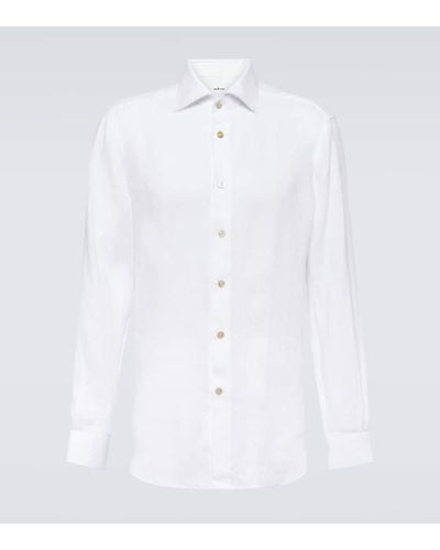 Kiton Hemd aus Leinen - Weiß