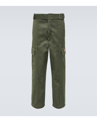 KENZO Mid-rise Cotton Cargo Trousers - Green