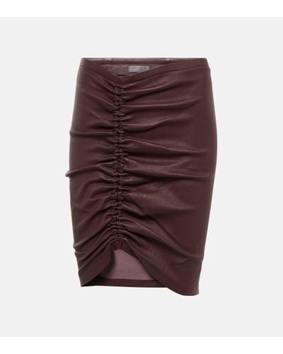 Stouls Mouna Ruched Leather Miniskirt - Purple