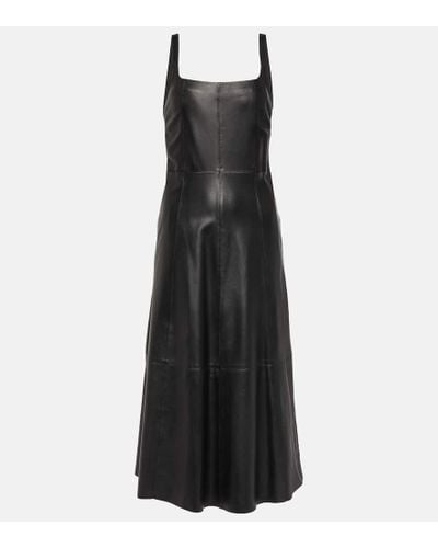 Vince Square-neck Leather Dress - Black