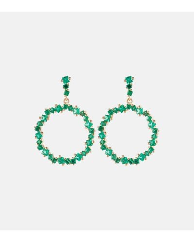 Suzanne Kalan 18kt Gold Drop Earrings With Emeralds - Green