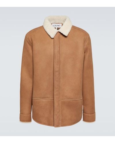 Loewe Giacca in suede con shearling - Marrone