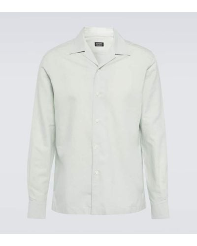 Zegna Cotton, Linen And Silk Shirt - White