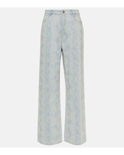 Dion Lee Snake-etched Wide-leg Jeans - Blue