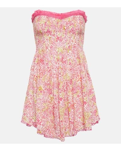 Poupette Claire Floral Strapless Minidress - Pink