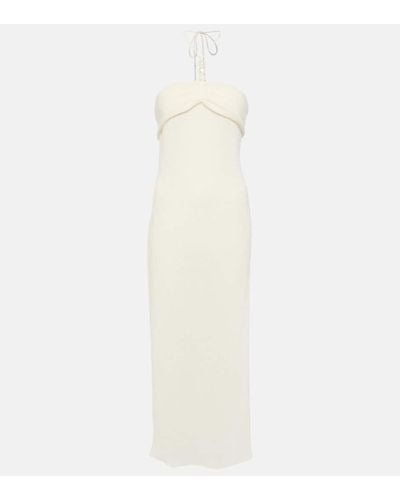 Magda Butrym Vestido midi adornado con cuello halter - Blanco