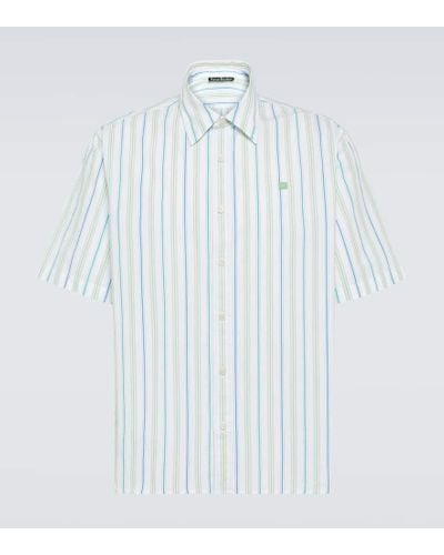 Acne Studios Striped Cotton Bowling Shirt - Blue