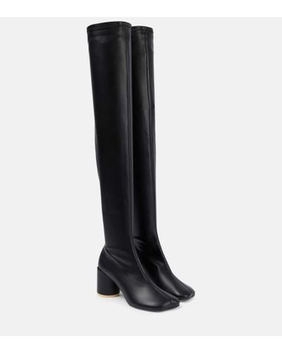 MM6 by Maison Martin Margiela Faux Leather Over-the-knee Boots - Black