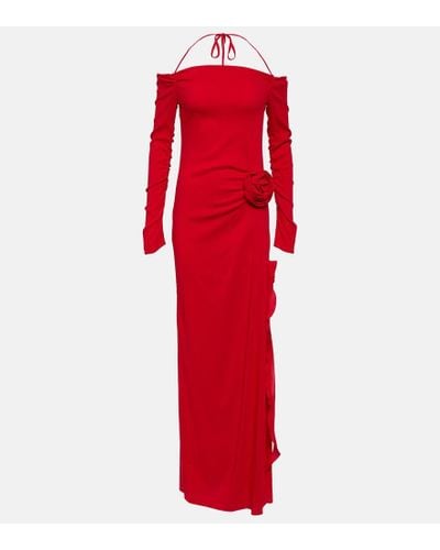 Blumarine Embellished Off-shoulder Gown - Red