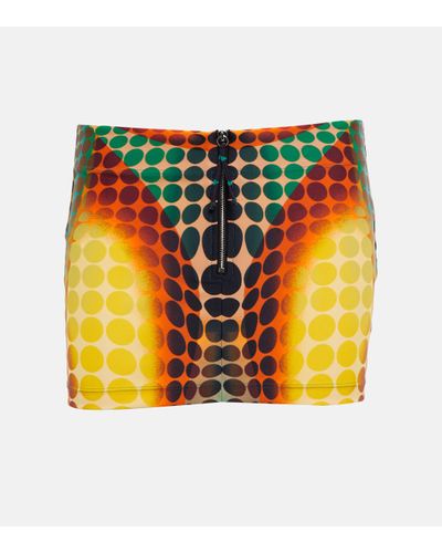 Jean Paul Gaultier Mini-jupe en resille a pois - Orange