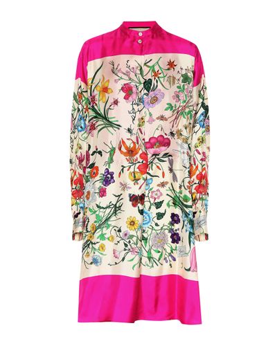Gucci Floral Silk Twill Shirt Dress - Multicolour