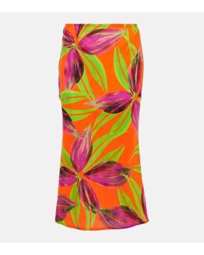 Louisa Ballou Printed Bias Midi Skirt - Multicolor