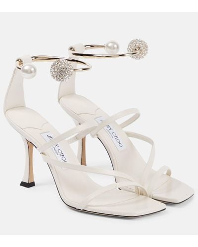 Jimmy Choo Ottilia 90 Embellished Leather Sandals - White