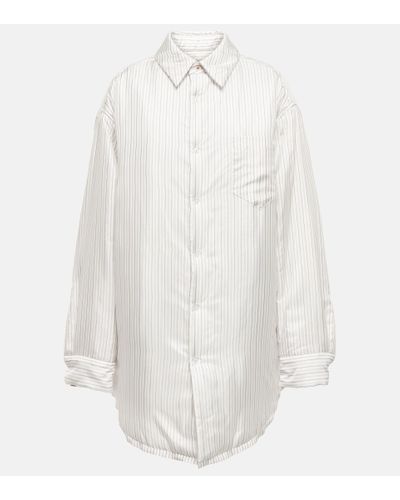 Maison Margiela Striped Puffed Shirt Jacket - White
