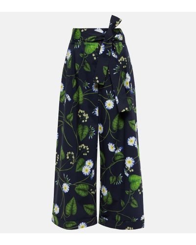 Oscar de la Renta Pantaloni culottes in popeline di misto cotone - Blu