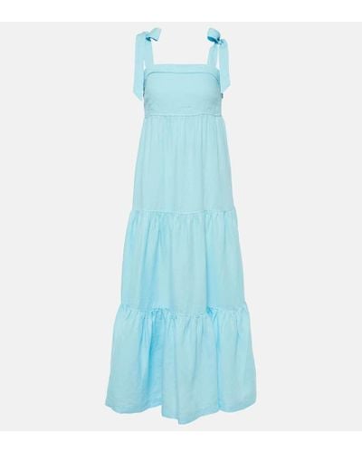 Heidi Klein Nungwi Beach Tiered Linen Maxi Dress - Blue