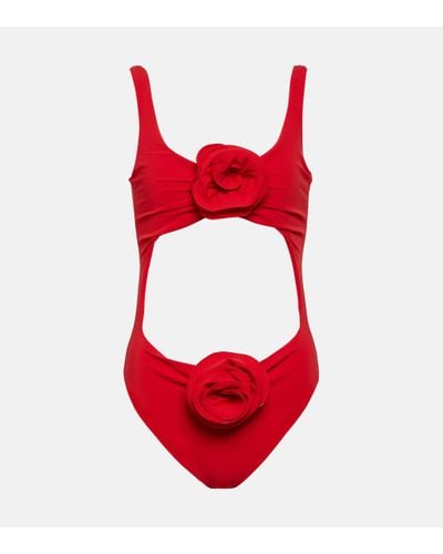 Magda Butrym Floral-applique Cutout Swimsuit - Red