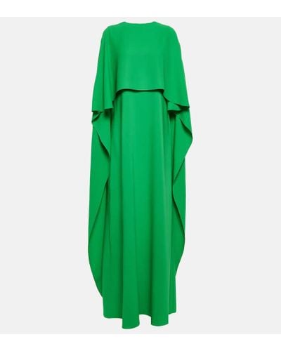 Oscar de la Renta Cape-detail Silk-blend Kaftan - Green