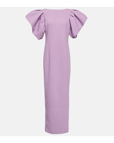 Oscar de la Renta Puff-sleeve Wool-blend Gown - Purple