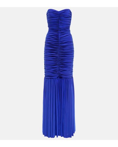 Norma Kamali Slinky Strapless Jersey Gown - Blue