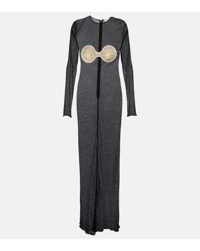 Magda Butrym Crochet-trimmed Jersey Maxi Dress - Black