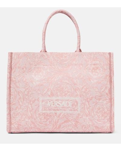 Versace Athena Large Barocco Canvas Tote Bag - Pink
