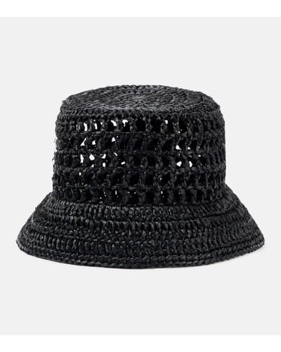 Prada Sombrero de pescador de rafia - Negro