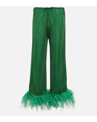Oséree Lumiere Plumage Wide-leg Trousers - Green