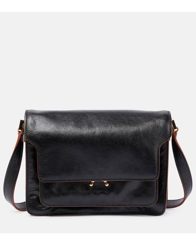 Marni Trunk Soft Medium Leather Shoulder Bag - Black