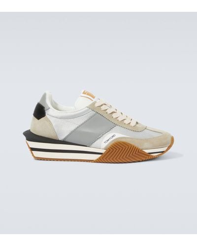 Tom Ford James Suede-trimmed Trainers - White