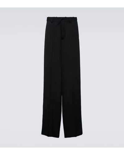 Balenciaga Pantalones anchos de lana - Negro