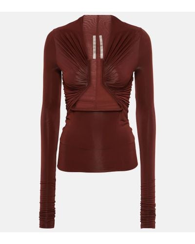 Rick Owens Top in jersey con ruches e cut-out - Rosso