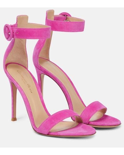 Gianvito Rossi Portofino 105 Suede Sandals - Pink