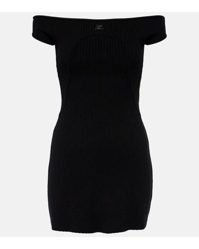 Courreges Ribbed-knit Bustier Mini Dress - Black