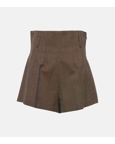 Prada Pinstripe High-rise Wool Shorts - Brown