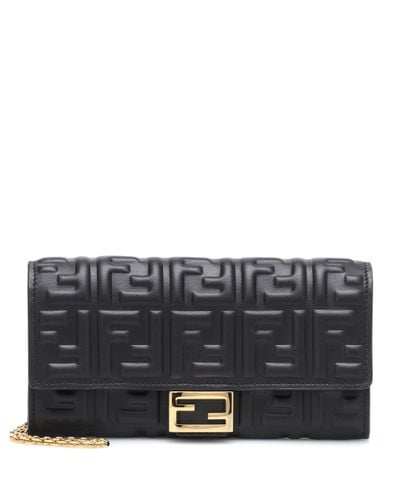 Fendi Baguette Continental Leather Wallet - Black