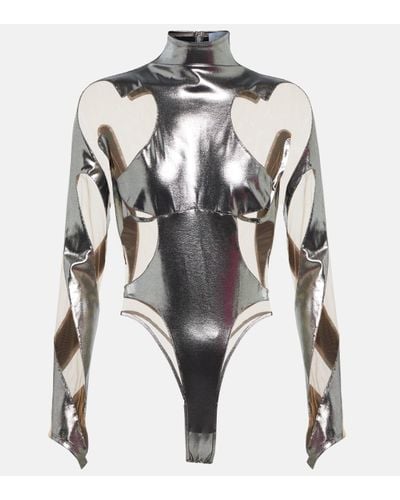 Mugler Rodeo Panelled Bodysuit - Grey