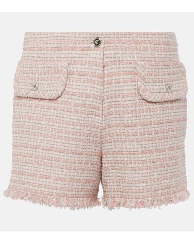 Versace Fringed Tweed Shorts - Natural