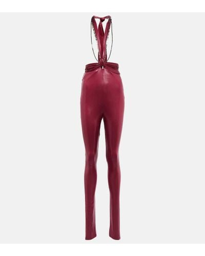 The Attico Ruby Chain-trimmed leggings - Red