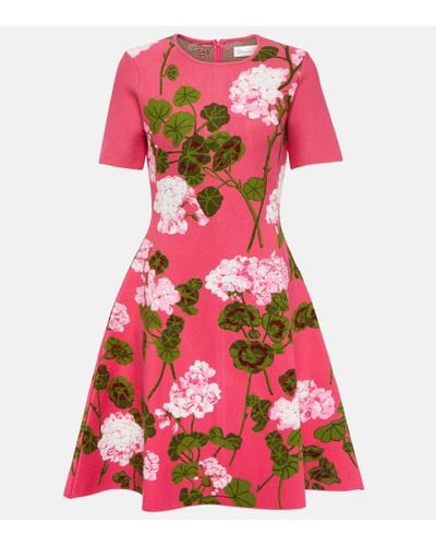Oscar de la Renta Floral Jacquard Minidress - Pink