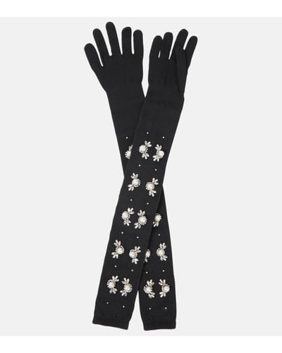 Simone Rocha Embellished Knit Gloves - Black