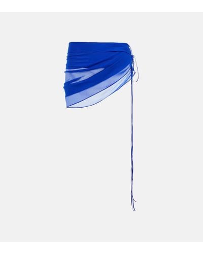 LAQUAN SMITH Silk Wrap Mini Skirt - Blue