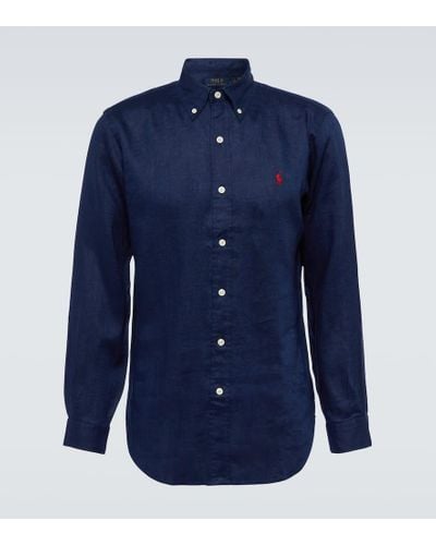 Polo Ralph Lauren Leinenknopf Hemd Down Hemd - Blau