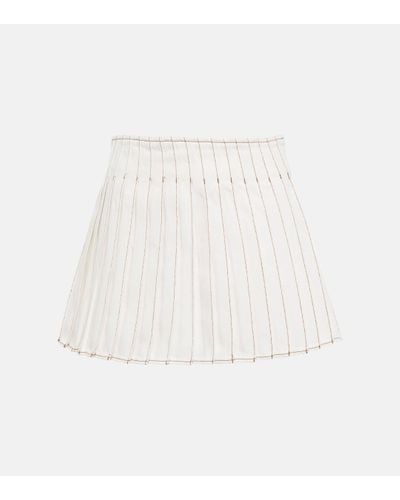 Ami Paris Pleated Cotton Miniskirt - White
