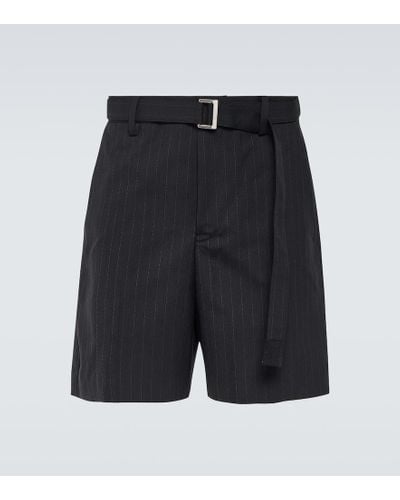 Sacai Chalk Stripe Wool-blend Shorts - Black