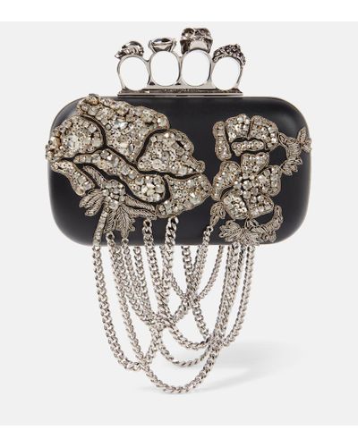 Alexander McQueen Verzierte Clutch Knuckle Small aus Leder - Schwarz