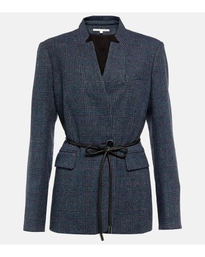 Veronica Beard Wiltshire Houndstooth Wool Blend Jacket - Blue